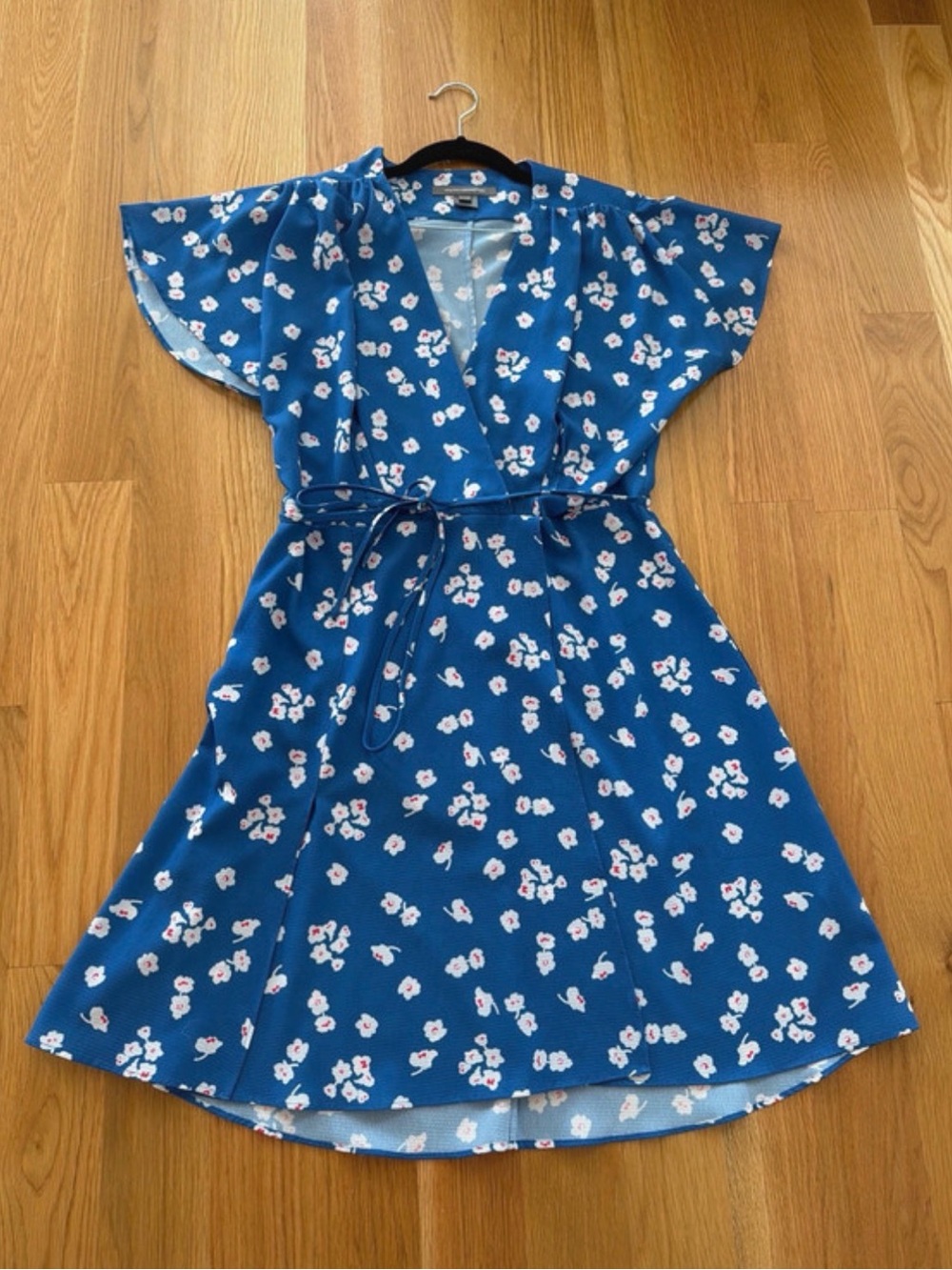 Blue Floral Dress with Belt